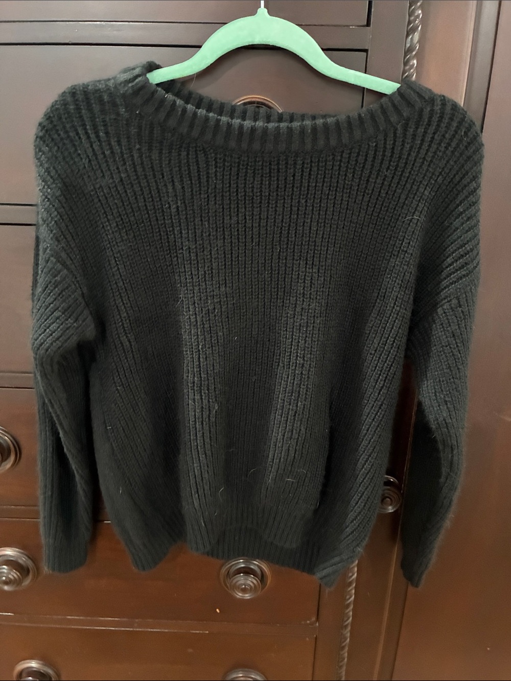 EVRI Black Ribbed Crewneck Sweater
